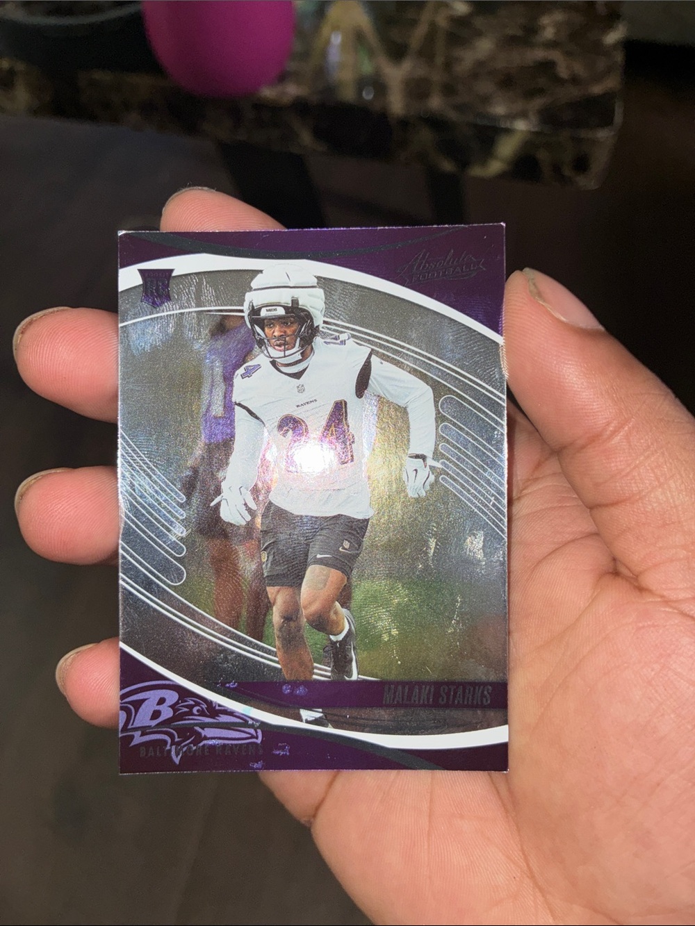 Panini Purple and White Baltimore Ravens Malachi Starks Football Card